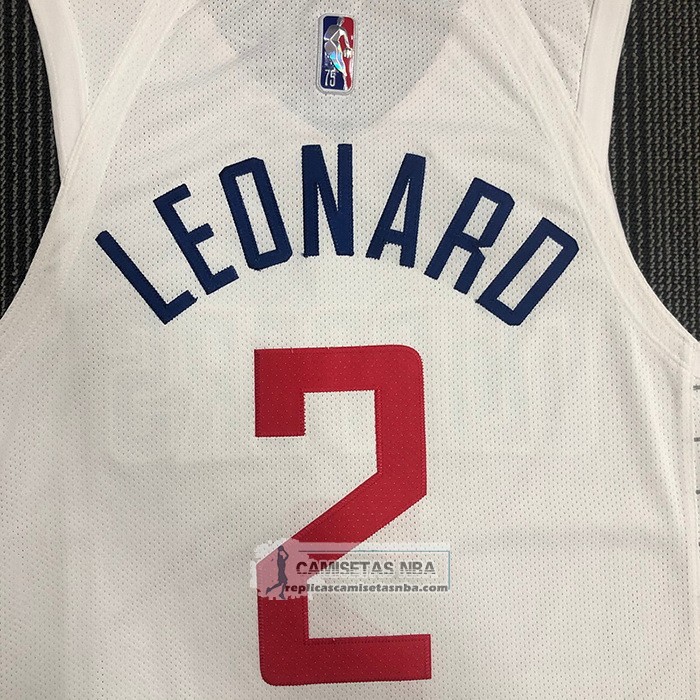 Camiseta Los Angeles Clippers Kawhi Leonard NO 2 Association 2020-21 Autentico Blanco